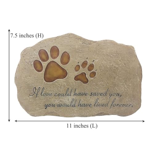 KEXMY Pet Memorial Stone Grave Marker for Dog or Cat, Pet Dog Garden Stone for Outdoor Backyard Patio or Lawn,Syampathy Pet Dog Loss Gifts (Paw Print Stone)