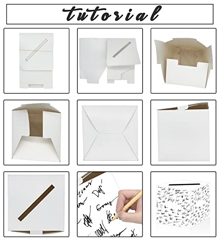 SietDESEO 10 Pcs White Card Box with Slot Money Gift Card Box Holder for Party Wedding Reception Birthday Graduation Bridal Shower Baby Shower Diaper Raffle Box - color: 10 PCS WHITE CARD BOX, size: 7.8 X 7.8 X 7.8 INCH