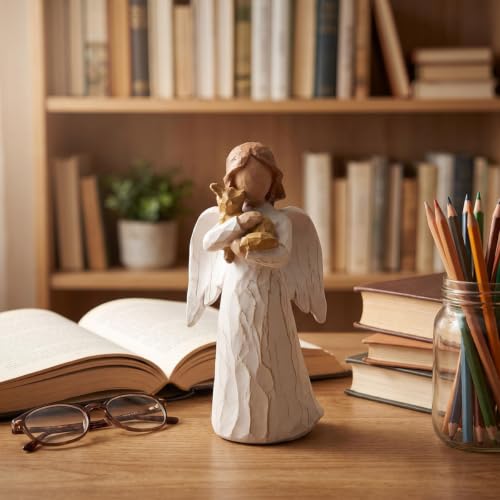 Pet Angel Figurine, Resin Angel Statue for Dog Pet Lovers | Angel embracing beloved pet, heartfelt gift for dog lovers, pet lovers and anyone who treasures faithful companionship - color: Pet