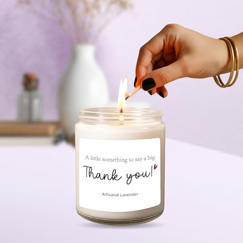 Thank You Gifts for Women Men – A Little Something to Say a Big Thank You | | 9oz Lavender Woods Soy Wax Candle | Appreciation Gift Teacher Coworker Nurse Boss Hostess Friend Employee - color: Thank You