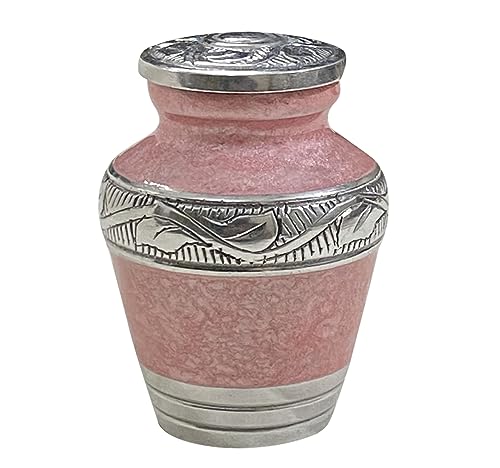BOLD & DIVINE Beautiful Pink Granule Textured Small Keepsake Urns for Human and Pet Ashes | with Velvet Bag & Funnel - 1 Quantity - size: Small_Set Of 1
