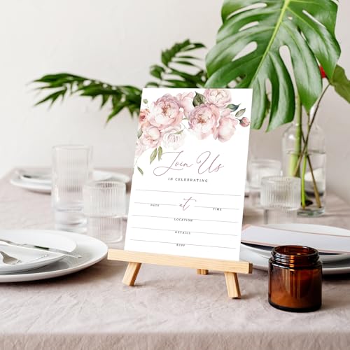 Whaline 25 Packs Floral Invitations with Envelopes and Stickers Pink Flower Invitation Cards Watercolor Rose Blank Party Invites for Wedding Birthday Bridal Shower, 5 x 7 Inch - style: Florals