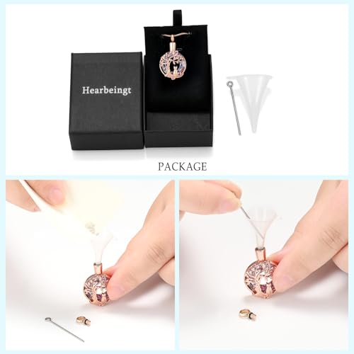Hearbeingt Tree of Life Cremation Jewelry Paw Print Urn Necklace for Ashes - color: A-Rosegold 2