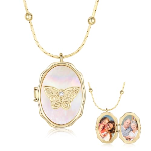 MANBU Butterfly Cupid Gold Locket Necklace for Women