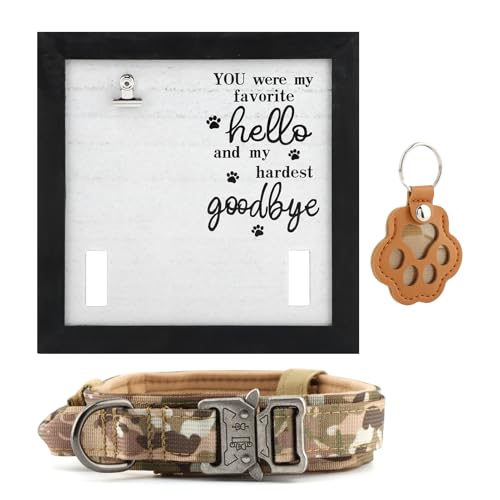 Dog Memorial Gifts, Pet Memorial Frame with Collar Holder, Loss of Dogs Sympathy Gift, Pets Cat Remembrance Bereavement Gift, Pets Hair Dog Fur Keepsake Keyring, for Pet Lovers