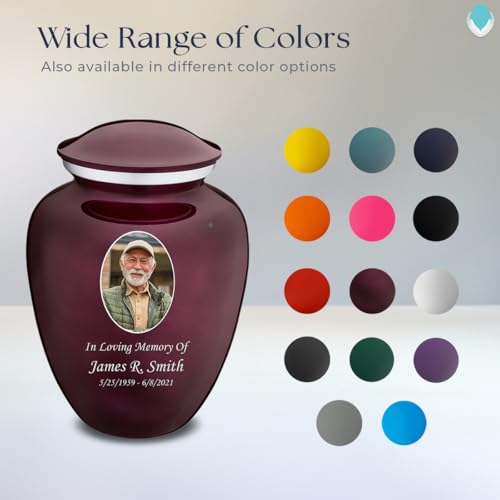 Geturns Embrace Adult Personalized Picture Cremation Urns for Human Ashes I Large Photo Cherry Purple Funeral Urn for Men and Women I 200 lbs - color: Cherry Purple