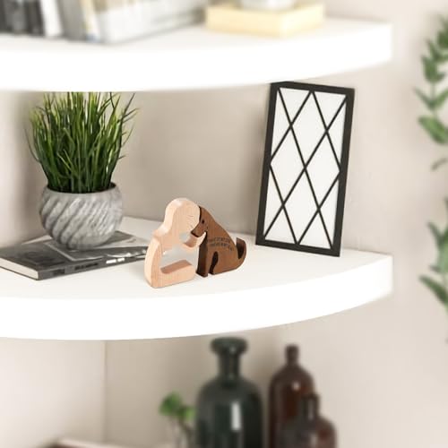 SENSUNIQ Dog Memorial Gifts, Handcrafted Wooden Carving Men and Pet Figura, Once by My Side Forever in My Heart, Sympathy Keepsake for Loss of Pet (Woman with Dog) - color: Woman With Dog
