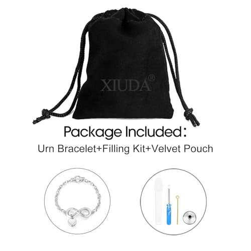 XIUDA Urn Bracelet for Ashes Cremation Bracelet Ashes Bracelet Heart Locket Holder Bangle Link Chain Women Men - color: Silver-Infinity