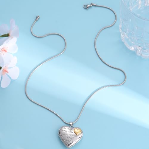 MeiceM Heart Crystal Urn Necklace for Ashes A Piece Of My Heart Lives In Heaven Cremation Jewelry Angel Wings Memorial Keepsake Pendant - color: Silver+Gold heart