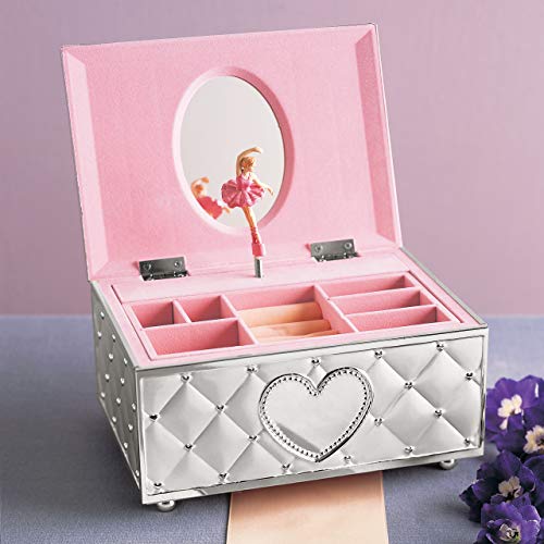 Lenox Childhood Memories Musical Ballerina Jewelry Box | silverplate over stamped steel | wind-up musical ballerina | keepsake gift for girls | 4.25 inch, gift for women