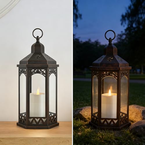 Black Lanterns Battery Operated Decorative Candle Lantern for Home Decor
