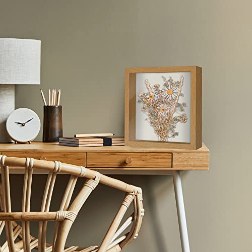 Americanflat 11x11 Shadow Box Frame with Shatter-Resistant Glass - Silhouette Collection - Large Shadow Box Display Case for Tabletop and Wall Display - Dark Oak with Soft Felt Back | Shatter-resistant glass, 1.5 inch interior depth, displays keepsakes, m