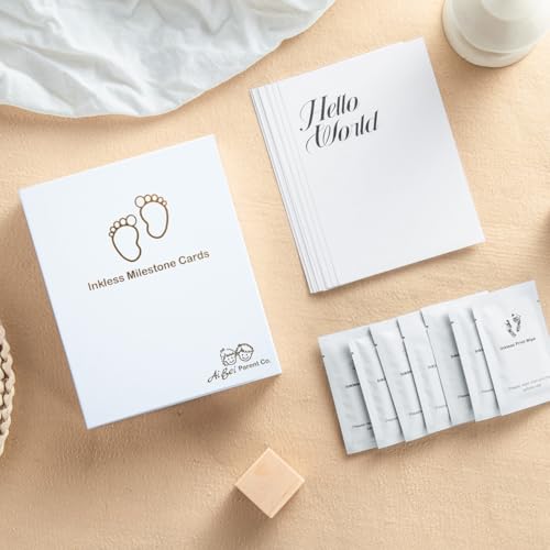 Baby Inkless Milestone Cards Hand Casting Kit Ink Print Hand and Footprint Kit Dog or Cat Pet Paw Print Kit Baby Newborn Footprint Kit Photo Album Keepsake Book Feet Stamp (White Gift Box + Album) - style: White Gift Box + Album