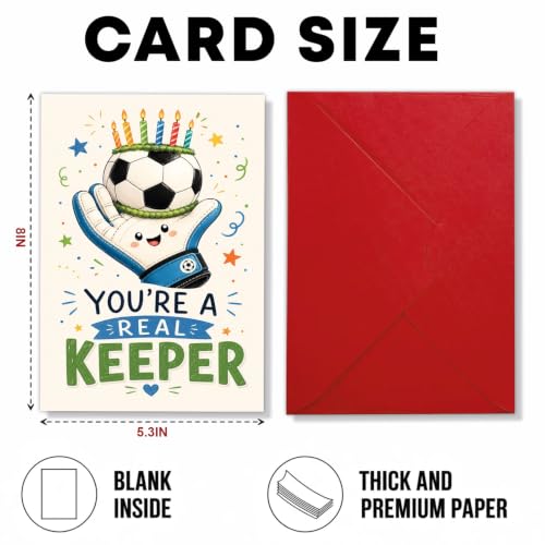 Goalkeeper Birthday Card, Real Keeper Soccer Ball Greeting Gift | Soccer Birthday Card For Goalkeeper, Football Player, Sports Fan, Keeper Birthday Gift Card, Soccer Team Coach Greeting Card - color: sport8