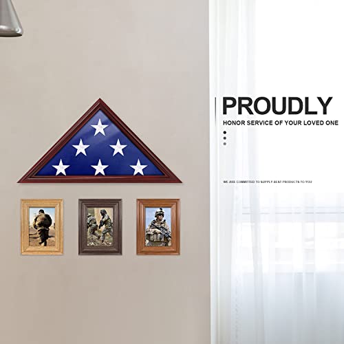 ASmileIndeep Flag Display Case - 5' x 9.5' Funeral & Military Flag Shadow Box with HD Tempered Glass and Wall Mount, Folded Triangle Flag Holder Frame for Veterans, Red - size: For 5' x 9.5' Flag-Red