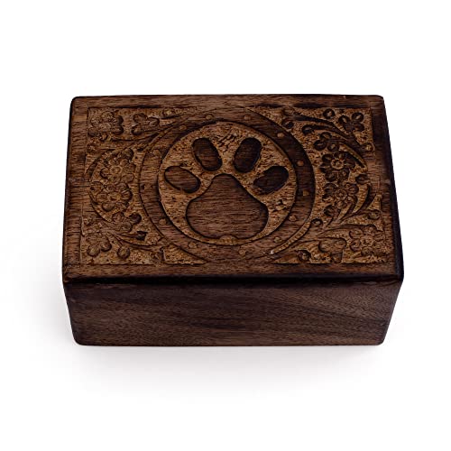 Handmade Wooden Pet Urn Box for Dog & Cat Ashes Keepsake Cremation Box
