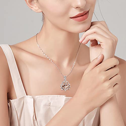Imrsanl Cremation Jewelry for Ashes - Lotus Flower Ashes Pendant Necklace with Mini Keepsake Urn Memorial Ash Jewelry - color: Rose Gold