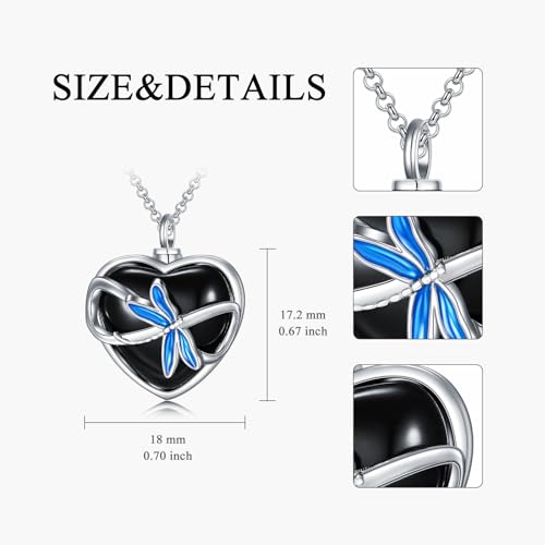 Rose & Daisy Urn Necklace - Sterling Silver Cremation Keepsake Memorial Jewelry - style: Dragonfly Urn Necklace