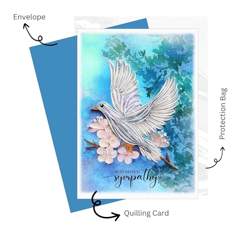 Dove Sympathy Card, Animal Thinking Of You, Condolence, Quilling Card for Him, Her, Friend and Love (Dove Sympathy) - color: Dove Sympathy