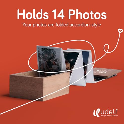 Personalized Wooden Keepsake Box with Initials – 10 Pull-Out Photos, 3"x2", Wedding & Anniversary Memory Storage (Initial-Vertical) - color: Initial-Vertical