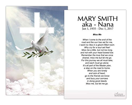 Funeral Memorial Prayer Cards - FPC1165EN Dove with Olive