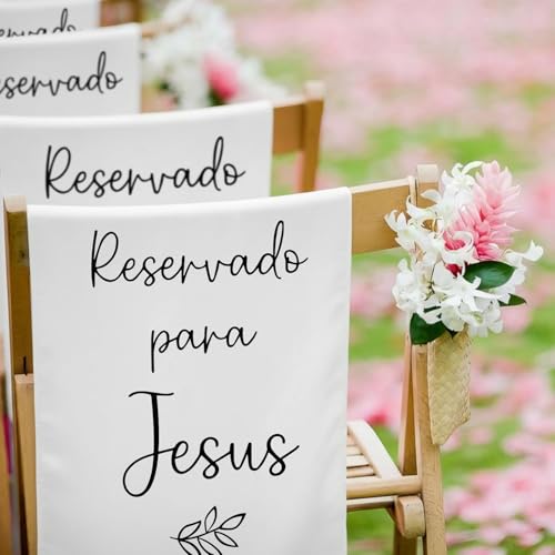 Yousoontic Reserved Memorial Wedding Chair Sign Decor | 14x49 Inch Linen Banner, In Loving Memory Ceremony Tribute for Wedding Chairs, Heaven Memorial Signage, Saved Seat Holder - style: Reservado Para Jesus