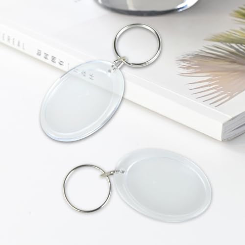2 Pack Clear Photo Keychain, Double Sided Blank Photos Insert Frame, Personalised Photo Key Holder - style: Oval