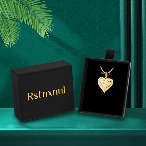 Love Heart Cremation Jewelry Urn Necklaces Wing Urn Necklaces for Ashes Memorial Keepsake Pendant for Women Men Gifts With Funnel Kit & Bag - color: Gold