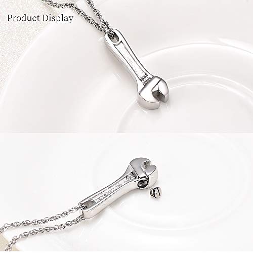 shajwo Wrench Urn Necklace for Ashes for Women Men Human Ashes Stainless Steel Hammer Cremation Jewelry for Ashes Pendant - color: Customize