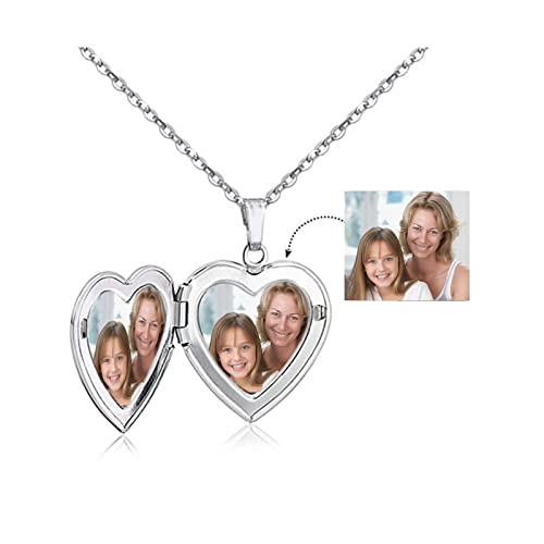 KunBead Women's Heart Photo Locket Necklace with Picture inside Initial A-Z Letter Alphabet Love Jewelry Pendant Necklace - style: P