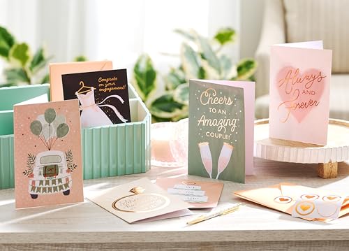 American Greetings 6-Count Wedding Card Pack, Peach and Rose-Gold Celebration Designs - color: WEDDING CELB PCK 6 CARD BUNDLE