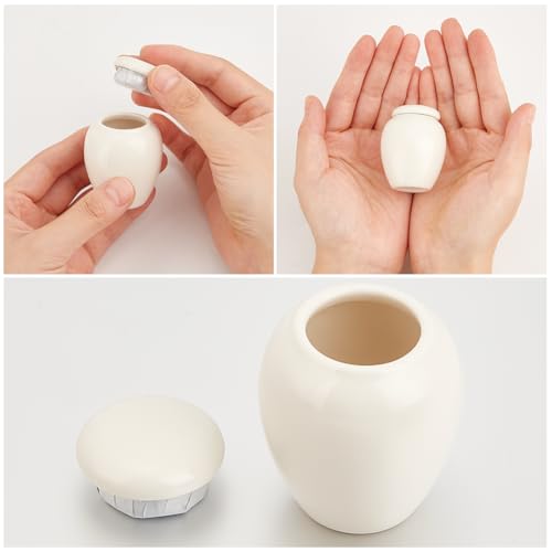 GORGECRAFT Human Ash Urn Small Cremation Urns Memorial Pet Animal Human Ashes Holder Mini Ceramic Burial Funeral Keepsake Urns Container Jar for Male Female Cat Rabbit White 2.11 x 1.65 inch - color: White