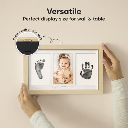Inkless Hand and Footprint Kit, Boy Girl Newborn Keepsake (Ash Wood) | No Mess Ink Pad for Baby Handprint, Clean Touch Paw Print Kit for Dog Picture Frame, Personalized Baby Christmas Shower Gifts - color: Ash Wood