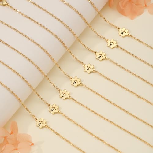 Dog Memorial Gifts for Loss of Dog Paw Initial Bracelet for Women with Heart Dogs Mom Gifts Adjustable Pet Paw Gold Bracelets for Women Memorial Gift for Pet Lover Birthday Jewelry - style: single dog paw D