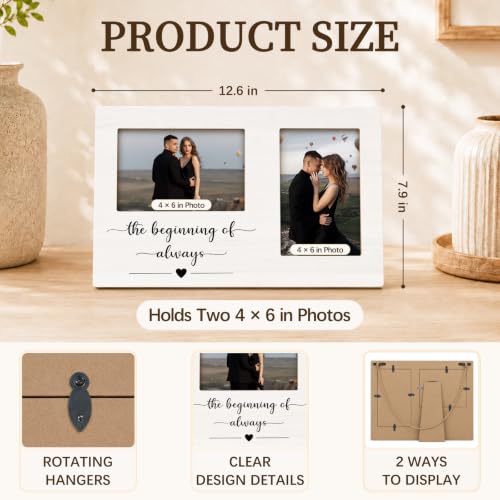 Engagement Double Picture Frame 4x6, Couple Gifts Two Photo Frame - color: color-1