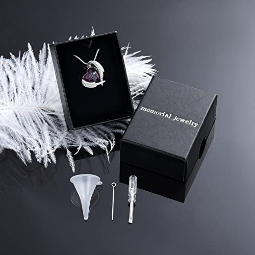 Heart Crystal Cremation Urn Necklace for Ashes, Stainless Steel Cremation Jewelry for Ashes Memorial Pendant Ashes Urn Necklace with Engraving and Filling Kit - color: Purple Crystal