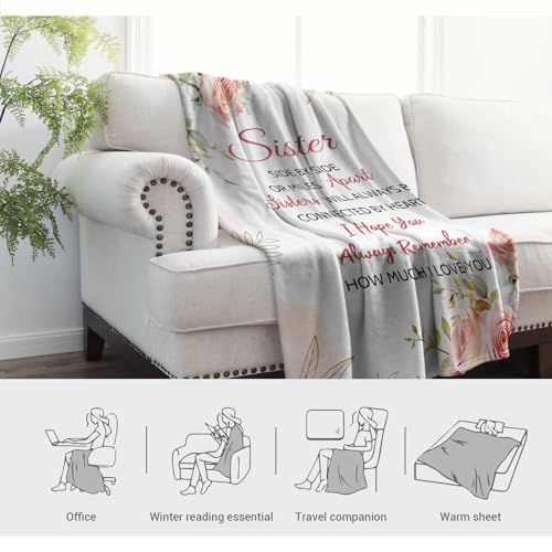 Jekeno Rose Sister Throw Blanket Gifts for Women Bestie 50"x60" - color: Pink Sister Gifts, size: 60x50 Inch