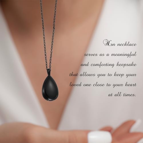 uxcell Drop Cremation Necklace Waterproof Keepsake Pendant with Funnel Kit for Ashes - color: Black