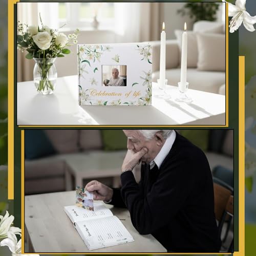 Patelai Funeral Guest Book with Pen, White Flower - style: White Flower