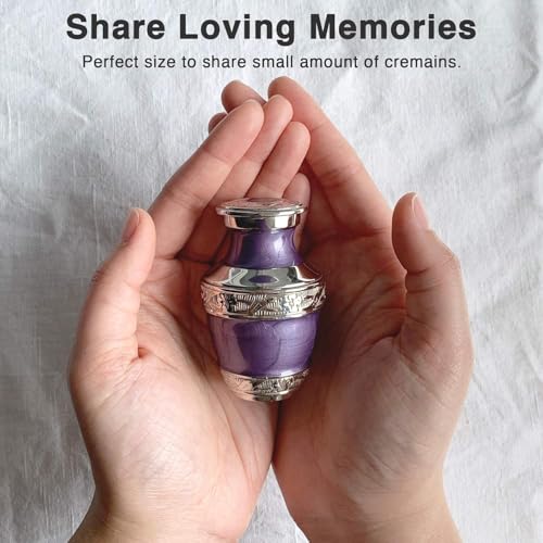 BOLD & DIVINE Small Silver Linings Purple Keepsake Urns for Human Ashes Handcrafted Mini Urn Set of 4 with Box and Velvet Bags Aluminum - size: Silver Linings Purple Mini Urns Set of 4