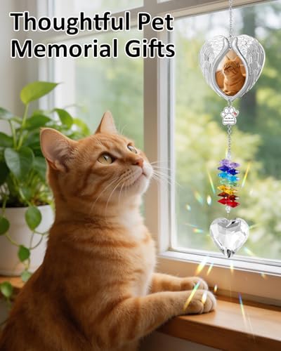 K9 Crystal Pet Suncatcher, Sympathy Bereavement Gift for Dog (Photo Frame) | "I’m your rainbow beside you", Rainbow Bridge Angel Wing, Pet Memorial, Loss of Dog, Pet Loss Gift, For Cat & Pocket Pets