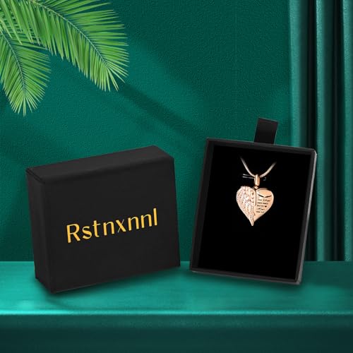 Love Heart Cremation Jewelry Urn Necklaces Wing Urn Necklaces for Ashes Memorial Keepsake Pendant for Women Men Gifts With Funnel Kit & Bag - color: RoseGold