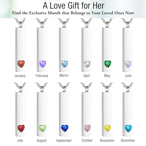 XIUDA Cremation Jewelry for Ashes with Angel Wing Charm Vertical Bar Urn Necklace Stainless Steel Memorial Keepsake Pendant for Women - color: Blue