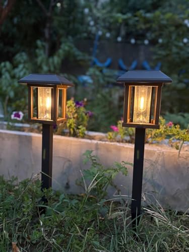 XMCOSY+ 4-Pack Solar Pathway Lights Outdoor, 25 Lumens Solar Garden Lights