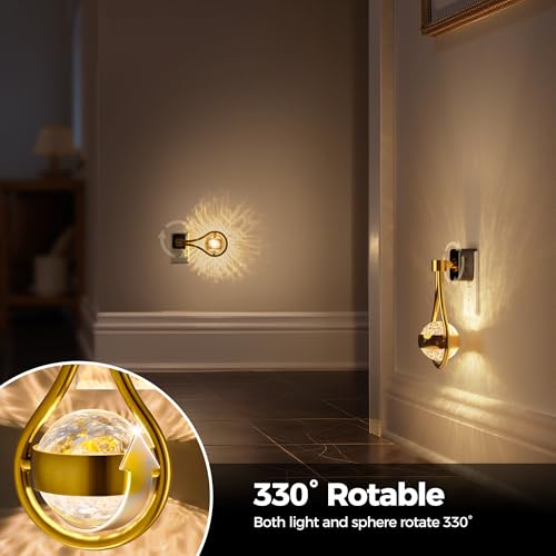 Briignite LED Night Lights Plug into Wall, 330° Rotating Night Light - color: Gold Drop