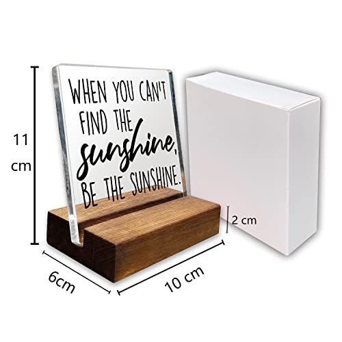 Be The Sunshine Inspirational Quotes Desk Decor Gifts For Women Best Friend Encouragement Office Inspiration Positive Plaque Acrylic With Wooden Stand Sign for Cowoker Sister Friend Women Friendship - style: Sunshine