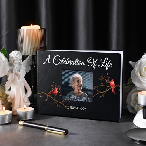 Yingzhao Memorial Funeral Guest Book with Pen 144 Pages Cardinal Funeral Guest Sign in Book for Memorial Service Celebration of Life Party Supplies in Loving Memory(Classic Cardinal) - style: Classic Cardinal
