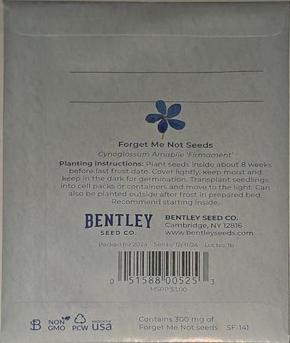 Forget Me Not Seeds for Planting (300mg) – Made in USA, Thank You for the Memories Memorial Gift Card Packet, Cynoglossum Amabile 'Firmament', Non-GMO | Made in USA, Thank You for the Memories Memorial Gift Card Packet, Cynoglossum Amabile 'Firmament', No