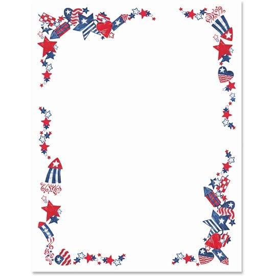PaperDirect Patriotic Hearts and Stars Border Papers, White Canvas, Hearts, Rockets and Stars Design, 8.5 x 11, Acid-Free, Ideal for Holiday Greetings, Scrapbooks, Letters, Cards, 25 Sheets - color: Patriotic Hearts and Stars