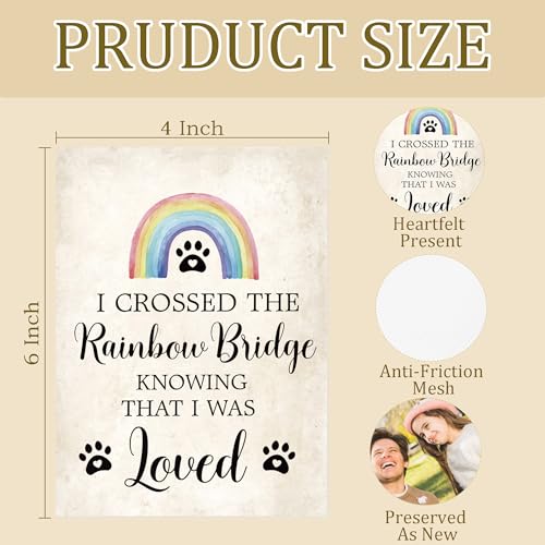 Pet Memorial Gifts Photo Album Holds 36 4x6 Photos, Pet Loss Gifts, Loss of Dog Cat Sympathy Gift, I Crossed the Rainbow Bridge Small Photo Album Memory Keepsake - color: Dog Mourn